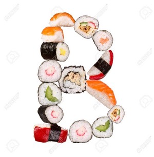  Sushi Alphabet Letter B Isolated On White Background