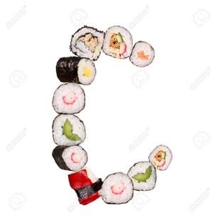  Sushi Alphabet Letter C Isolated On White Background