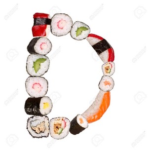  Sushi Alphabet Letter D Isolated On White Background
