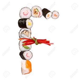Sushi Alphabet Letter F Isolated On White Background