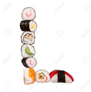  Sushi Alphabet Letter एल Isolated On White Background