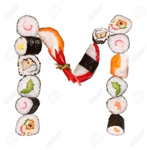 Sushi Alphabet Letter M Isolated On White Background
