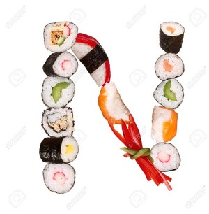  Sushi Alphabet Letter N Isolated On White Background