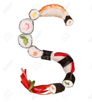  Sushi Alphabet Letter S Isolated On White Background