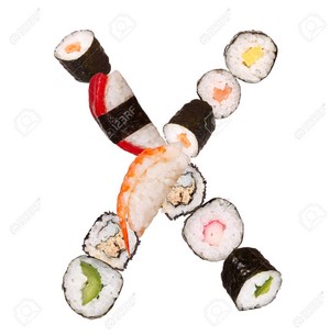  Sushi Alphabet Letter X Isolated On White Background