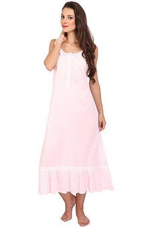  Victorian Style Nightgown Long Vintage Nightdress गुलाबी