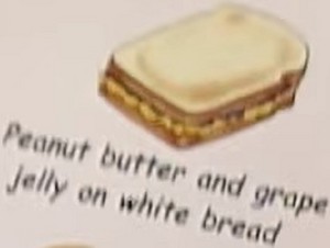  مونگفلی, مونگ پھلی مکھن and انگور جیلی on white روٹی
