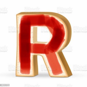  3d roti panggang Letter R
