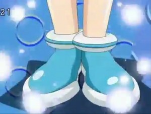  A close up of rolling bubbles' shoes