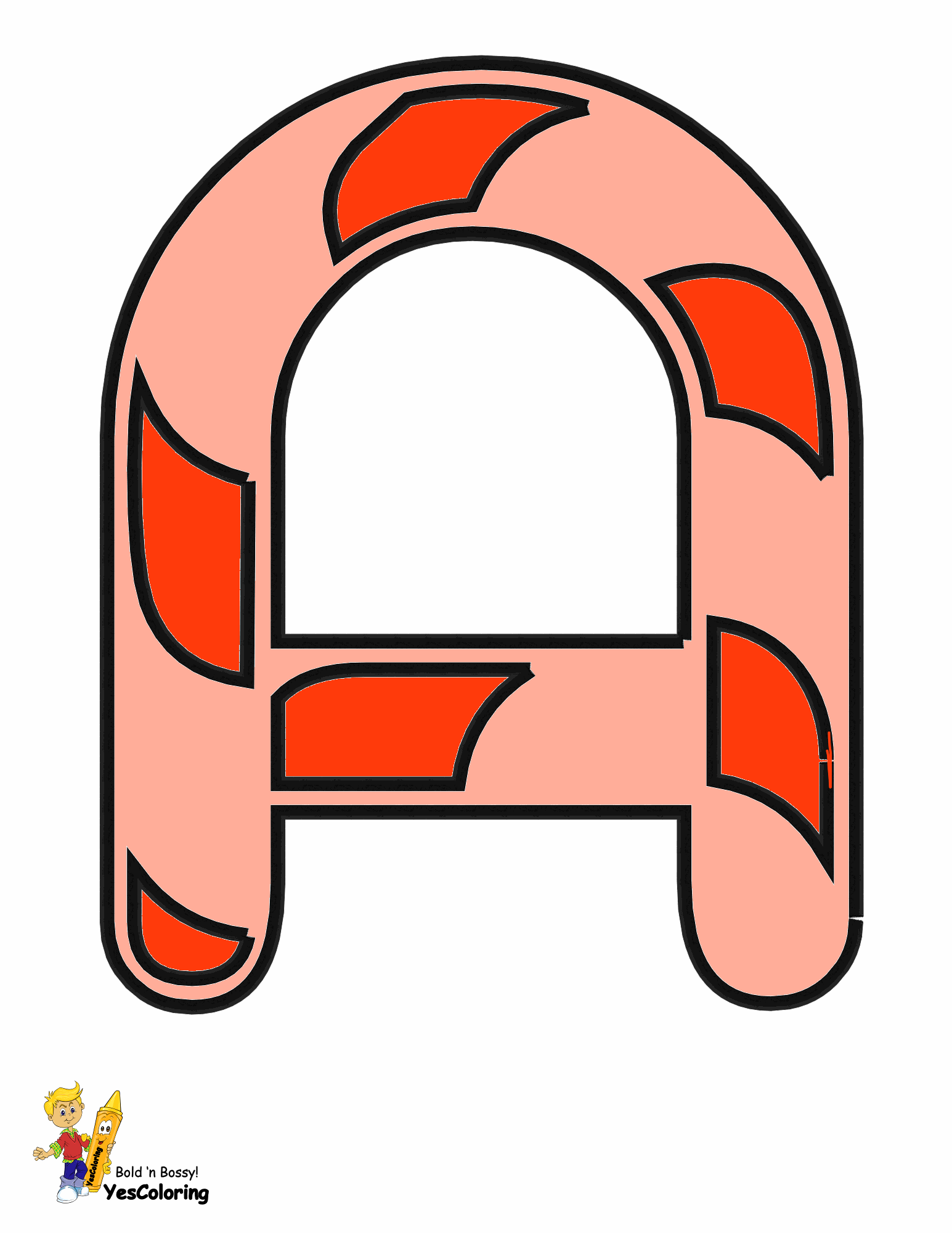 Candy Cane Coloring Pages Letter A