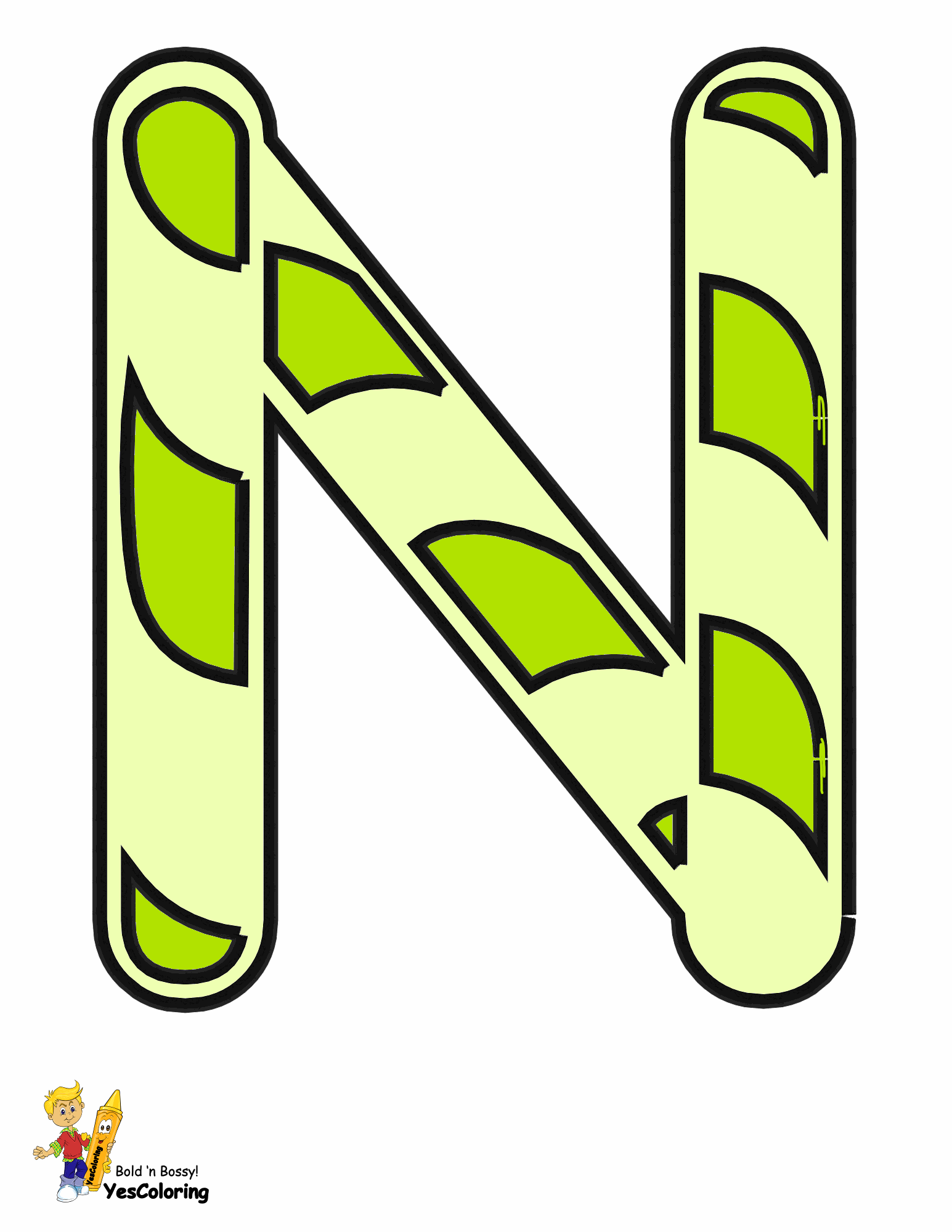 Candy Cane Coloring Pages Letter N