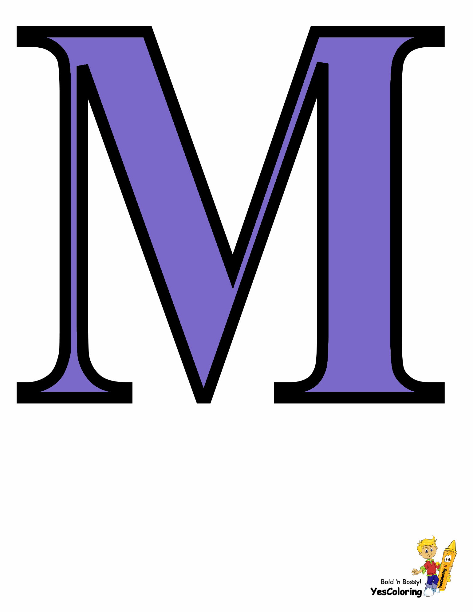 Color In Picture Letter M