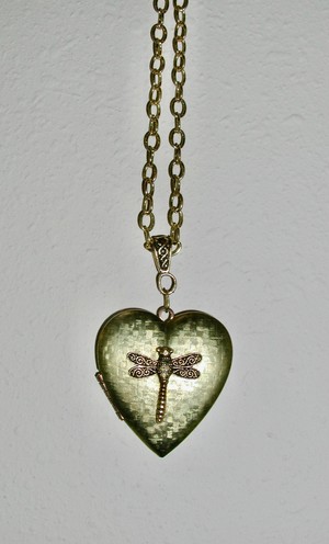 Heart Locket with Dragonfly Necklace
