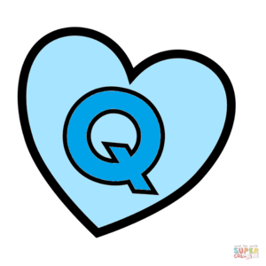  Letter Q In hart-, hart Coloring Page
