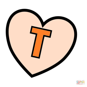  Letter T In cuore Coloring Page