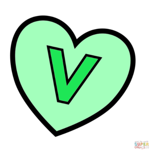  Letter V In 심장 Coloring Page