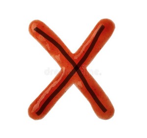 Letter X With Red Sauce