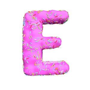  गुलाबी Sugar Sprinkle Letter E