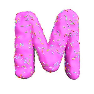  담홍색, 핑크 Sugar Sprinkle Letter M