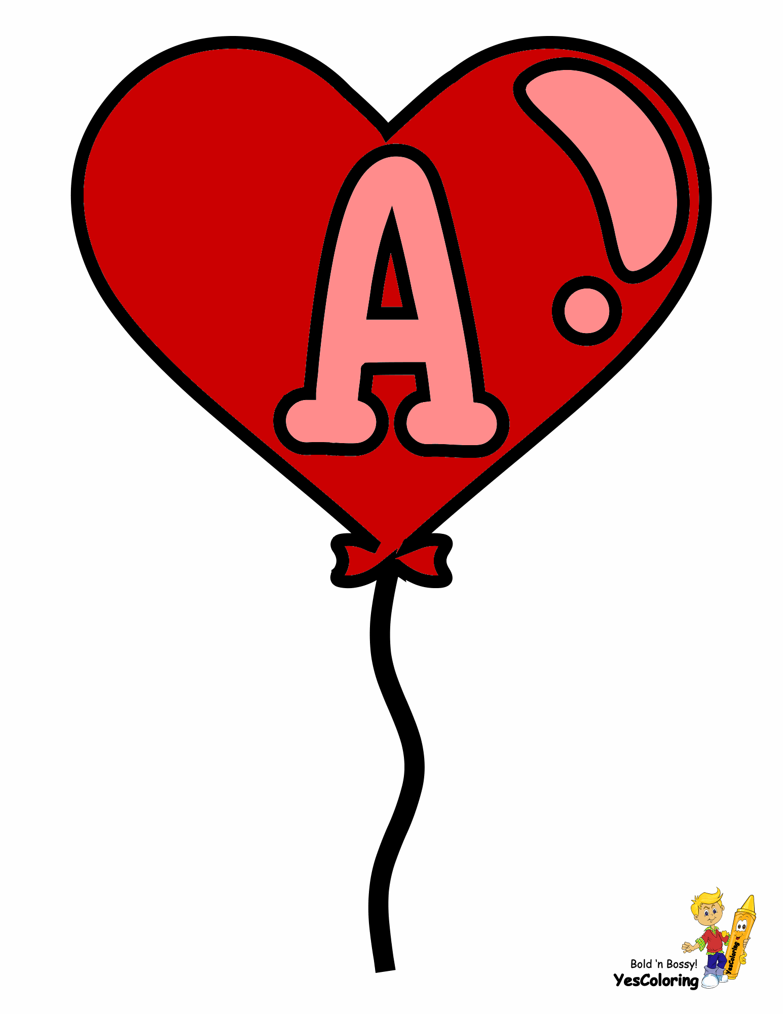 Valentine Letter A Coloring Pages