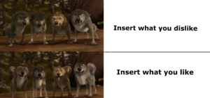  chó sói, sói vịt đực, drake meme (by Walking-With-Dragons)