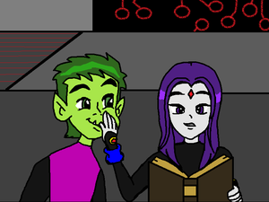  ! Beast Boy try is চুম্বন Raven but Raven wins (Teen Titans)