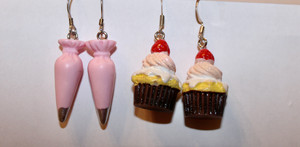  cupcake, kek cawan and Pastry Bag earrings