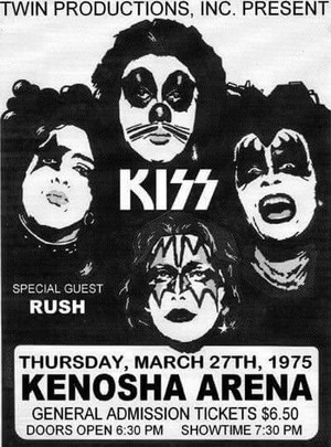  吻乐队（Kiss） 音乐会 poster ~Kenosha, Wisconsin...March 27, 1975 (Dressed to Kill Tour)
