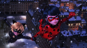  Ladybug and Chat Noir fighting Santa Claws