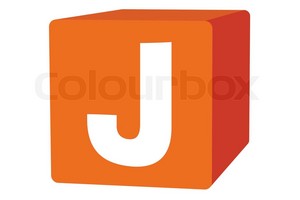  Letter J On 주황색, 오렌지 Box