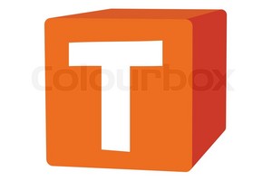  Letter T On 橙子, 橙色 Box