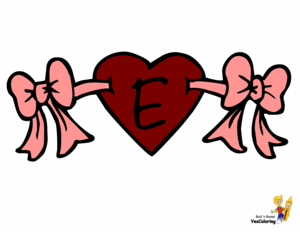  Valentine Hearts Letter E