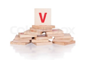  Wooden Blocks On Letter V