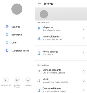 Cortana for Android Settings (Expanded)