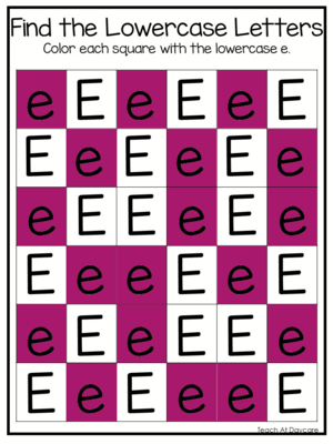  Fïnd The Lowercase Letters E Worksheets