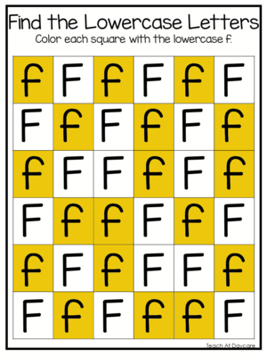  Fïnd The Lowercase Letters F Worksheets