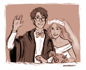 James/Lily Drawing - Their Wedding