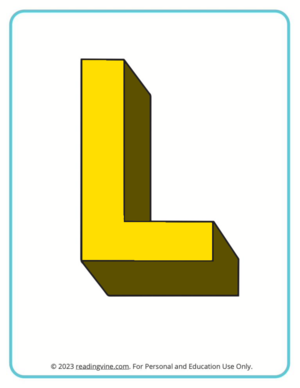  Letter L Colorïng Pages 3D Image