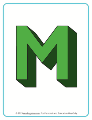 Letter M Colorïng Pages 3D Image
