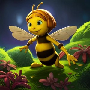  Maya the Bee as a 80s Dark ফ্যান্টাসি style cartoon film