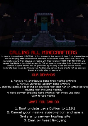 Minecraft Chat Reporting Burn the Cape Protest meme