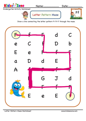 Pattern Maze Worksheet Letter F