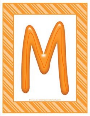 Stripes and Candy Colorful Letters Uppercase M