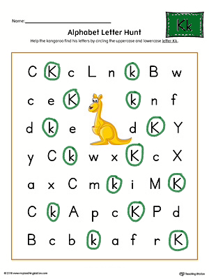 Alphabet Letter Hunt Letter Worksheet K