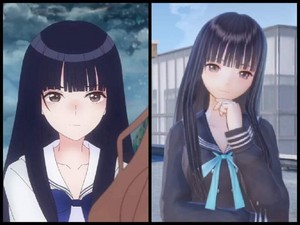  Blue Reflection ray Anime, And Blue Reflection Game Yuri Saiki comparison
