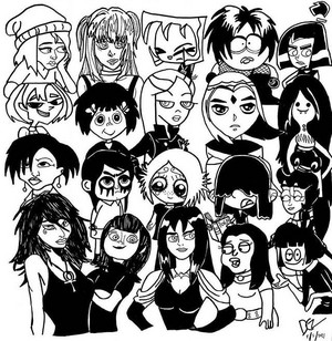Creepy susie with other goth girls in cartoons