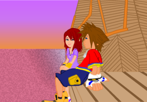  Kingdom Hearts Fanart Sora and Kairi During the Sunset (Kairi Hair Long Version) (Fanart) Outfit..