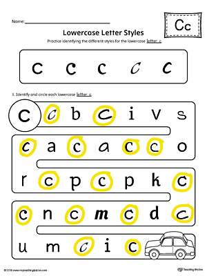  Lowercase Letter Styles Worksheet Color C