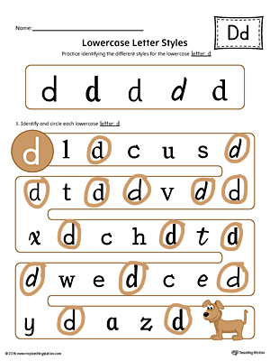 Lowercase Letter Styles Worksheet Color D
