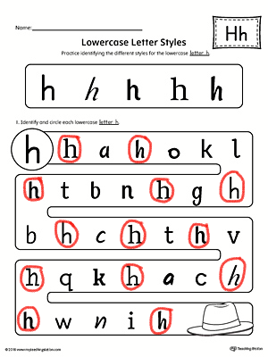 Lowercase Letter Styles Worksheet Color H
